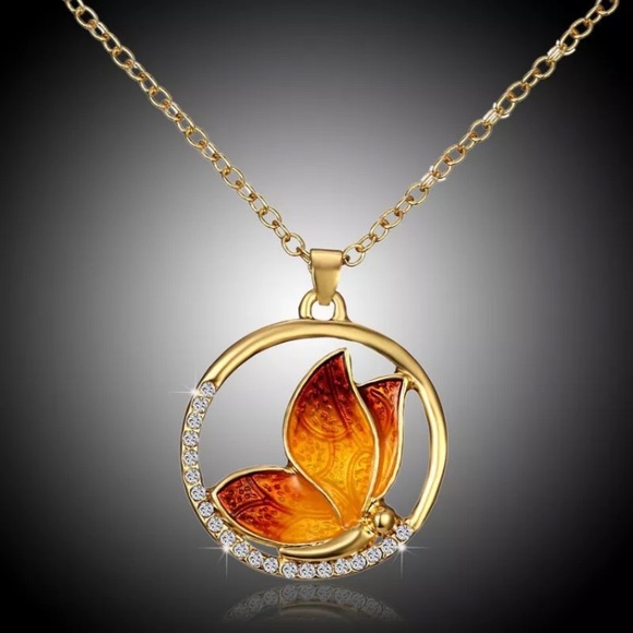 Orange Fashion Butterfly Necklace - Picture 2 of 4